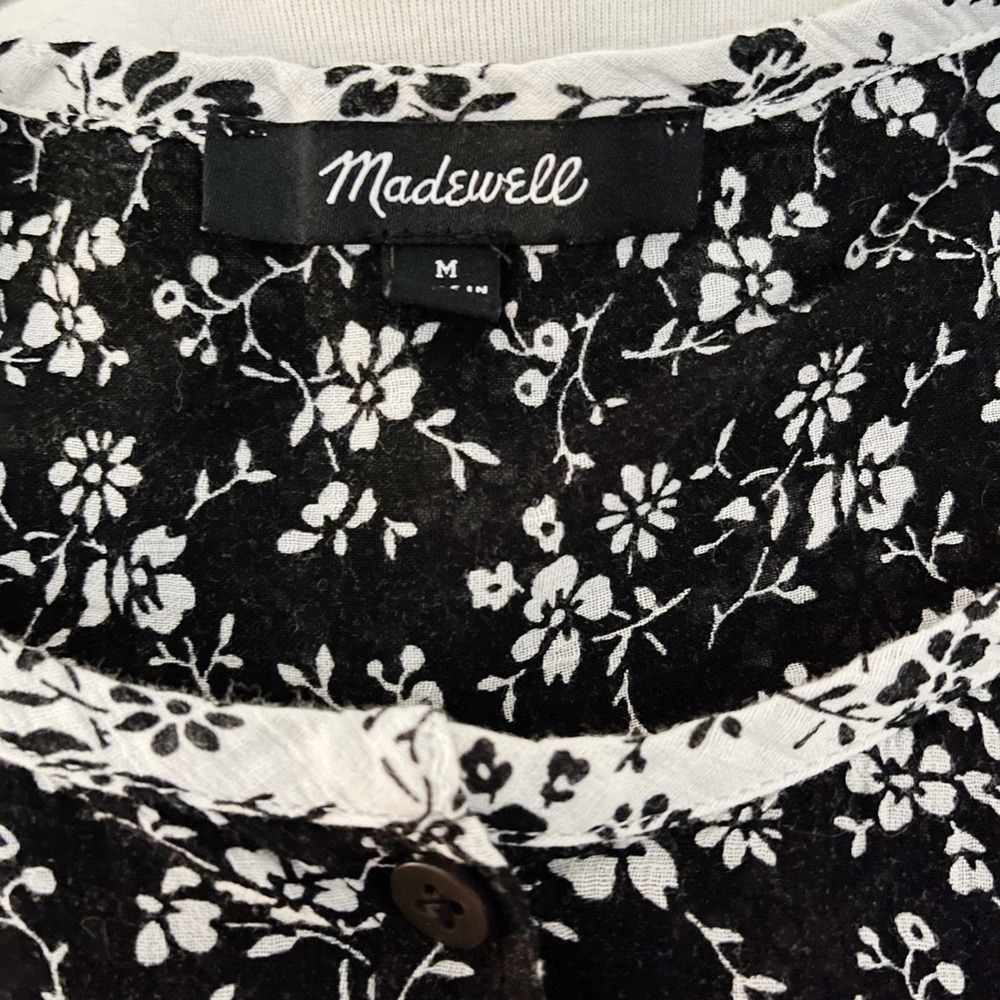 Madewell Black and White Floral Top